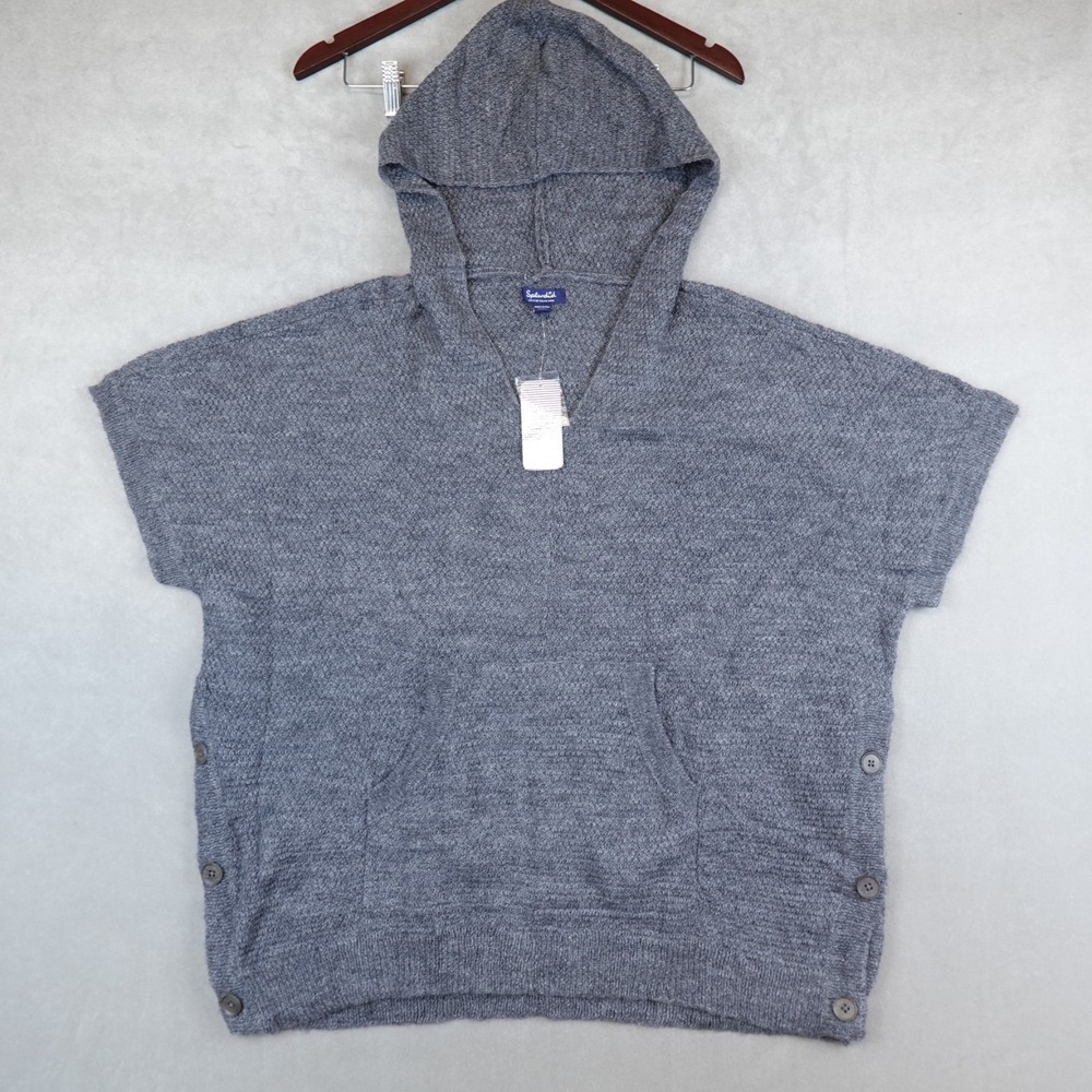 NWT Splendid Hooded Poncho Sweater Alpaca Wool Blend Kangaroo Pocket Gray Small